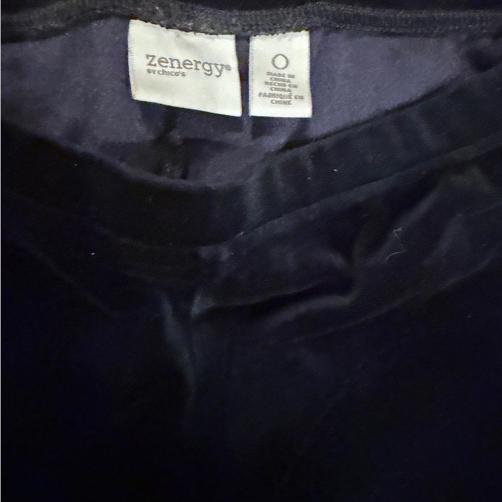 Zenergy by Chicos Black Velvet Leggings Slim Leg Pull On‎ Pants Womens Size 0 S - Picture 2 of 3